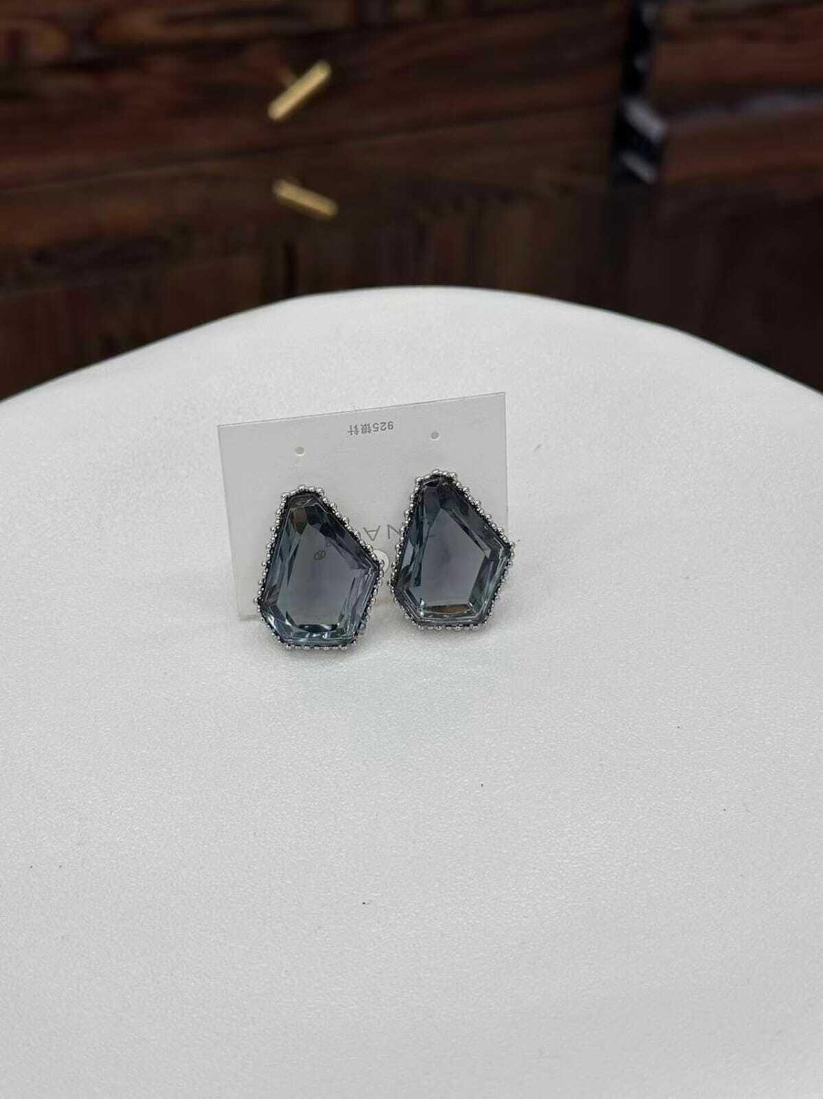 Geometric Silver Stud Earrings