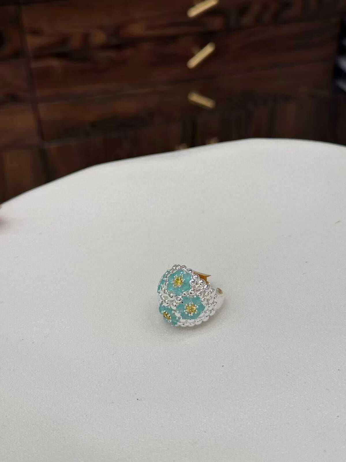 Beaded Floral Stone Ring