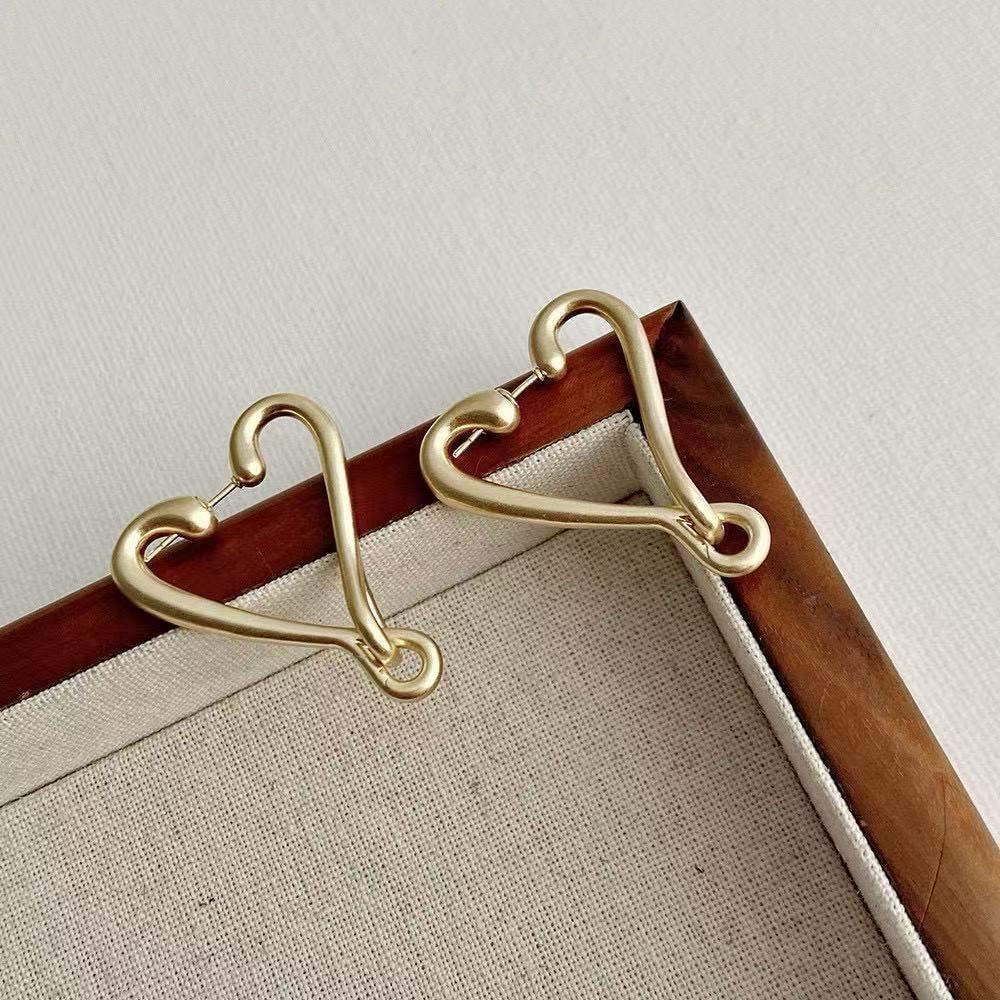 Gold-Tone Heart-Shaped Earrings