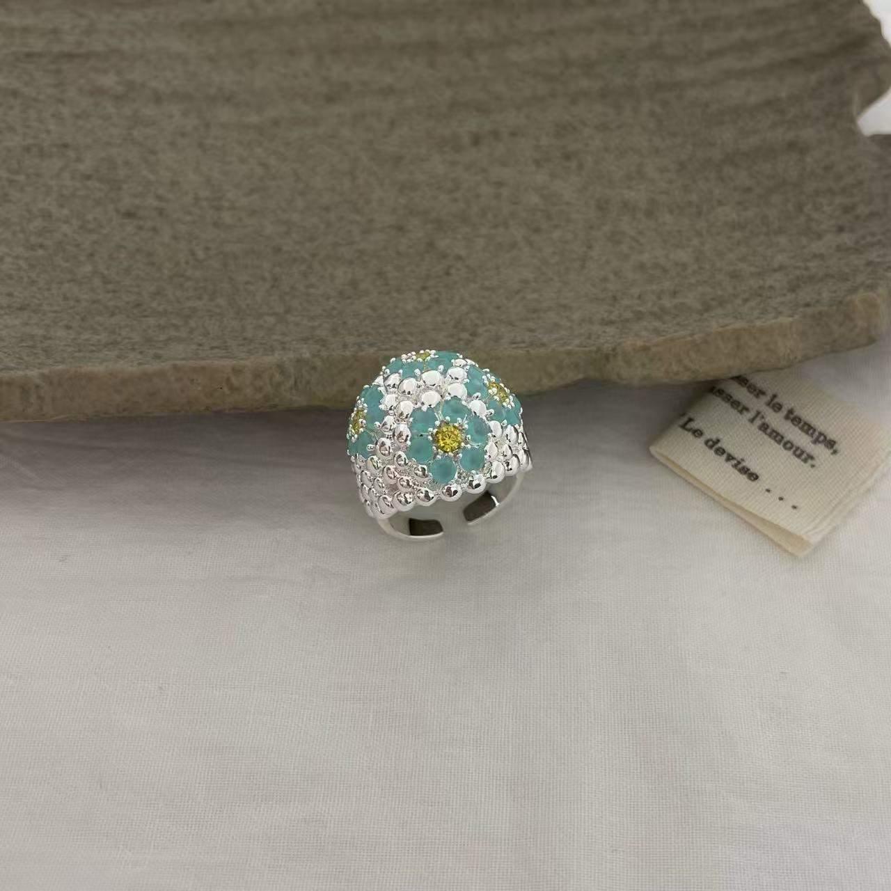 Beaded Floral Stone Ring - Image 3