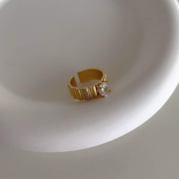 Statement Ring with a Single Clear Stone