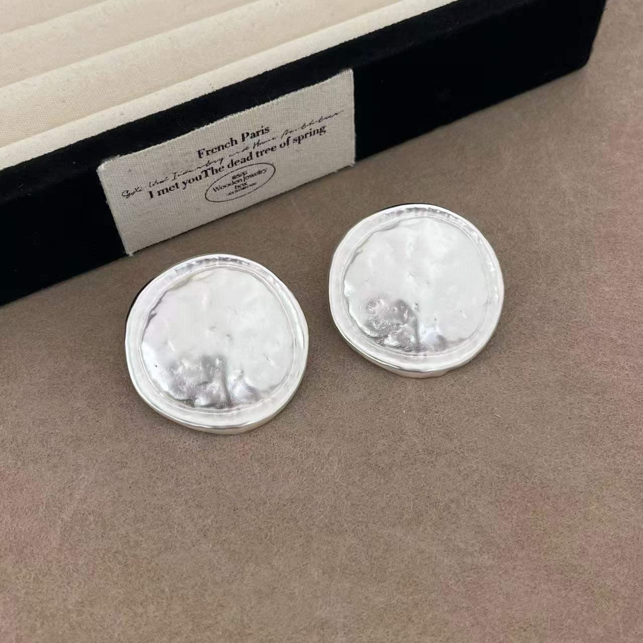 Round Hammered Stud Earrings