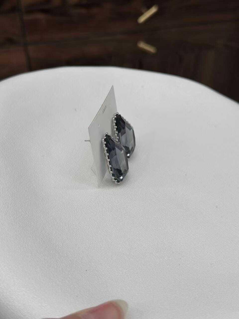 Geometric Silver Stud Earrings - Image 2