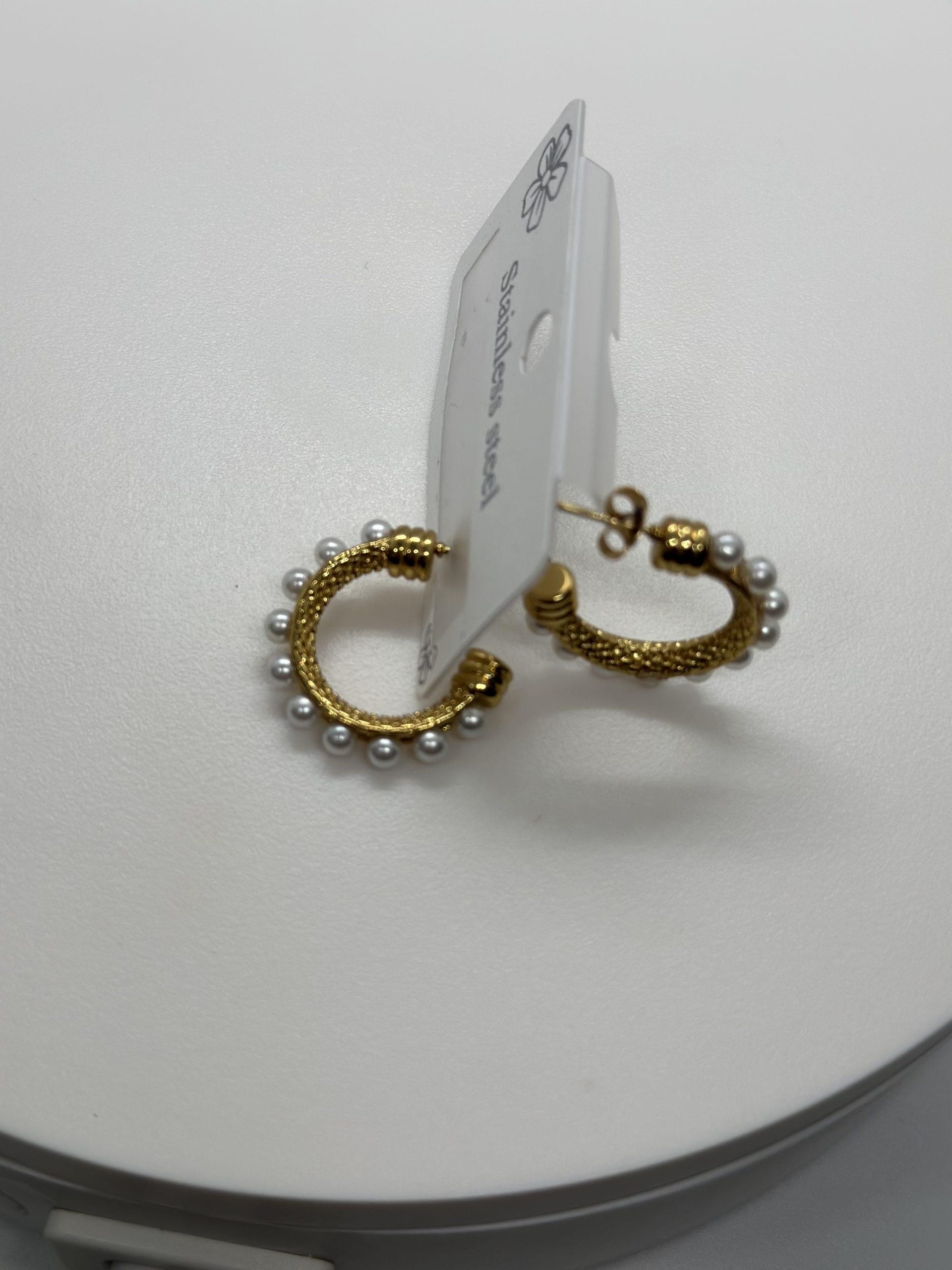 Hoop Earrings Featuring Freshwater Pearls